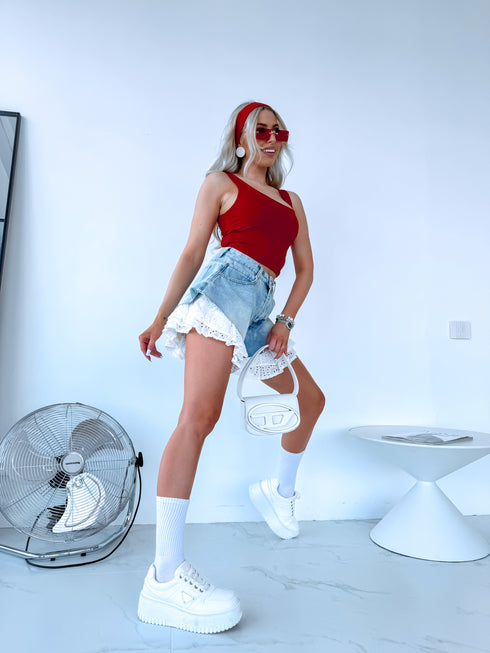 Denim shorts "WHITE FLOUNCE" PJ7893 - BLUE